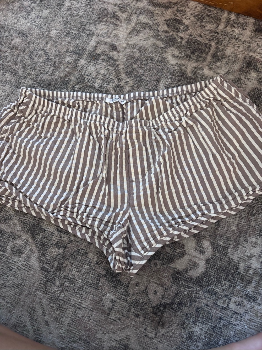 Ardene Brown and White Striped Athletic Lounge Shorts